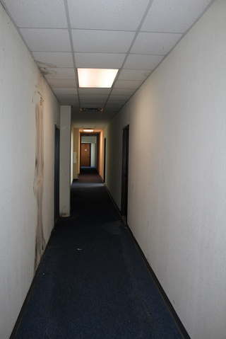 Main hallway of Timing and Scoring. Just a few leaks and probably some mold...